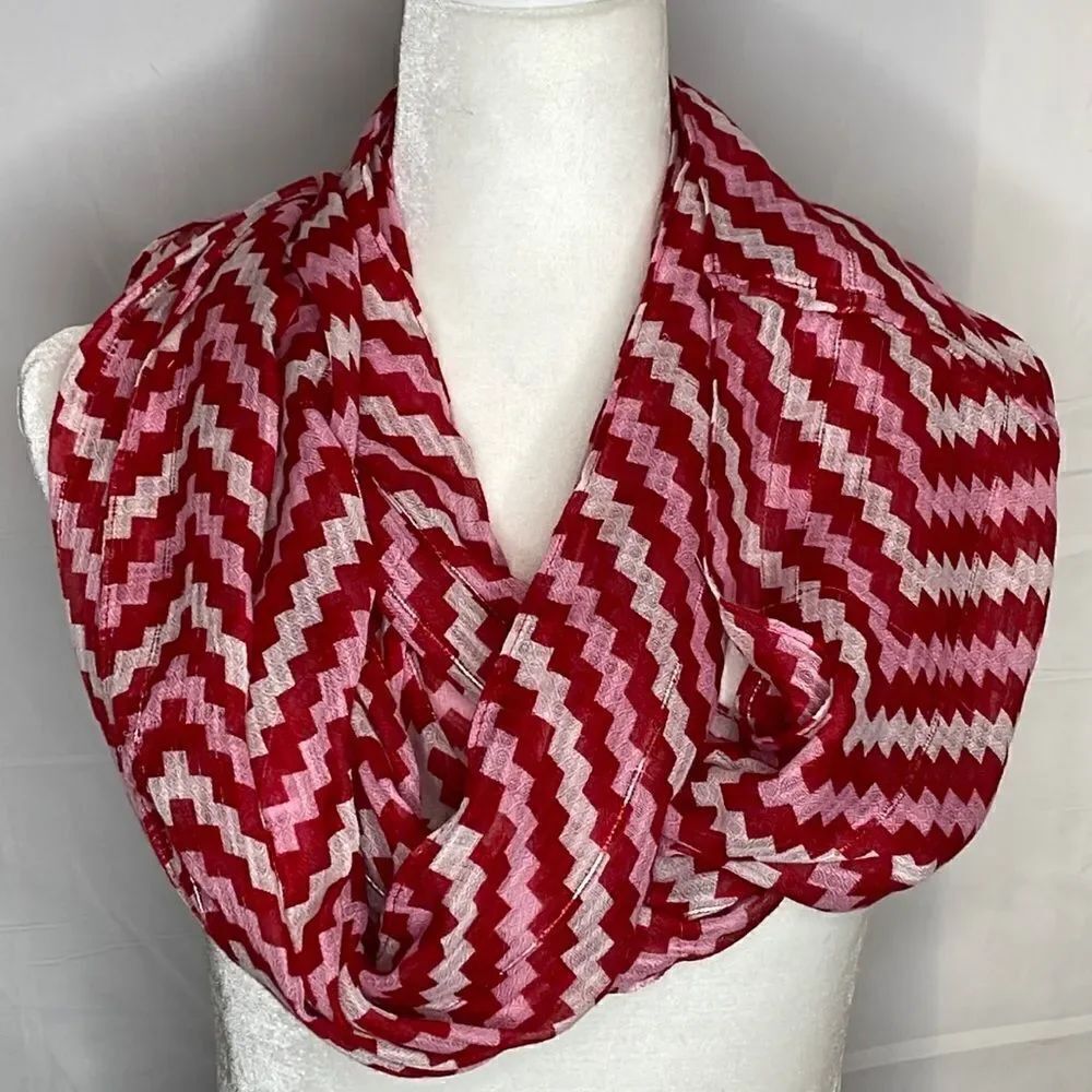 Scarf Infinity Red White Pink Lightweight
